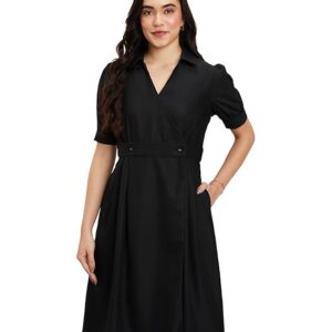 symbol premium women's 'desk to dinner' fit & flare wrap dress (midi length | stylish)