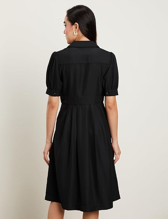 symbol premium women's 'desk to dinner' fit & flare wrap dress (midi length | stylish) symbol premium women's 'desk to dinner' fit & flare wrap dress (midi length | stylish)