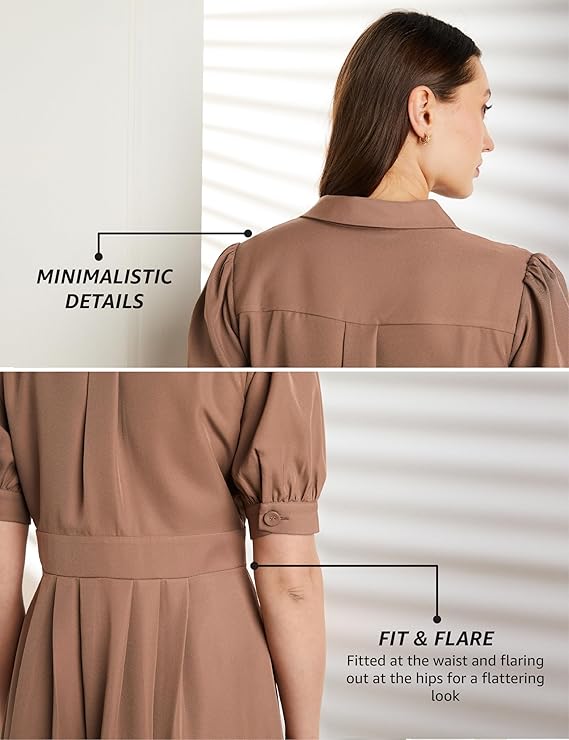 symbol premium women's 'desk to dinner' fit & flare wrap dress (midi length | stylish) symbol premium women's 'desk to dinner' fit & flare wrap dress (midi length | stylish)